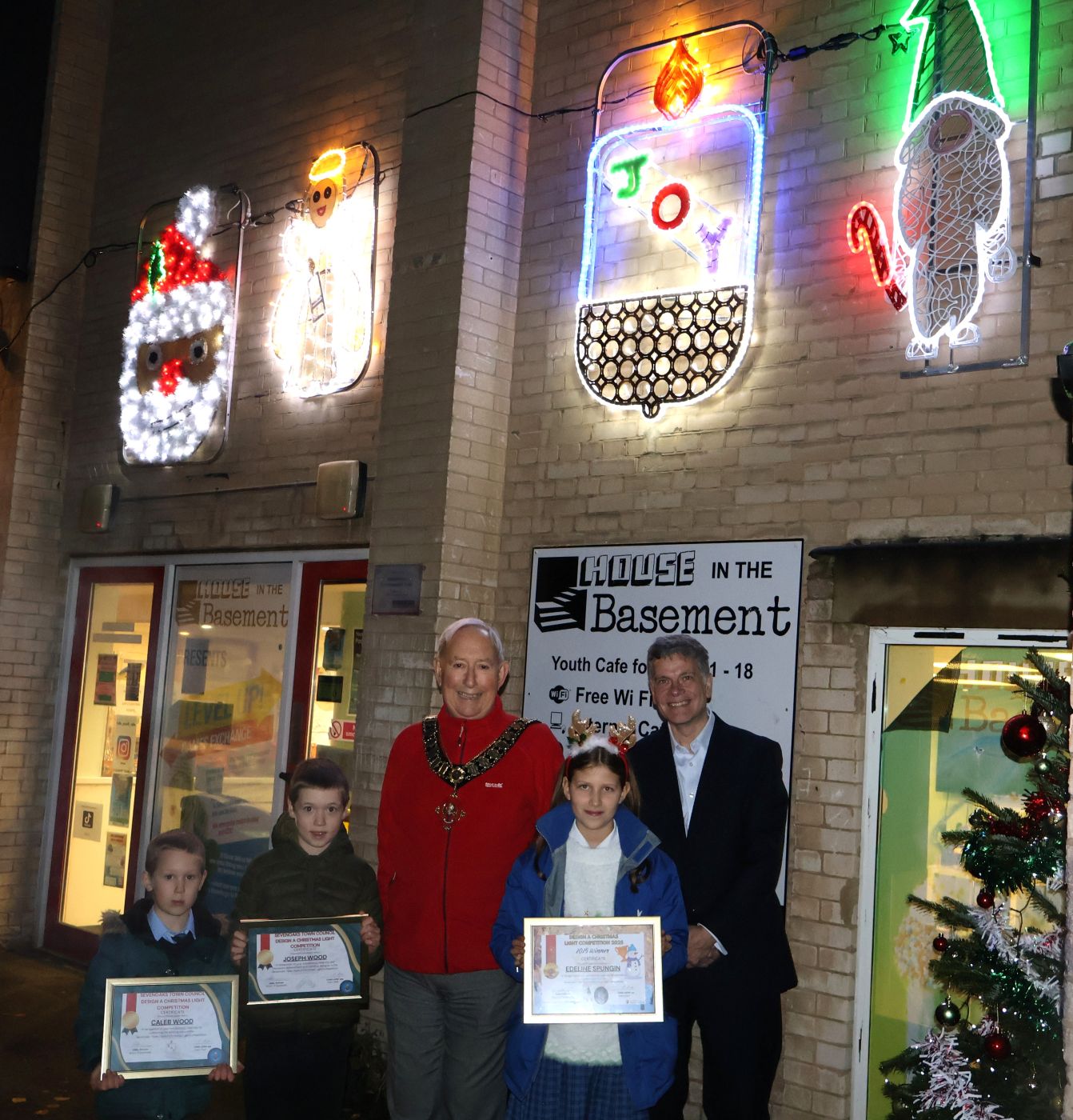 Chris Hugo, Caleb, Joseph, Mayor of Sevenoaks and Edeline at House in the Basement
