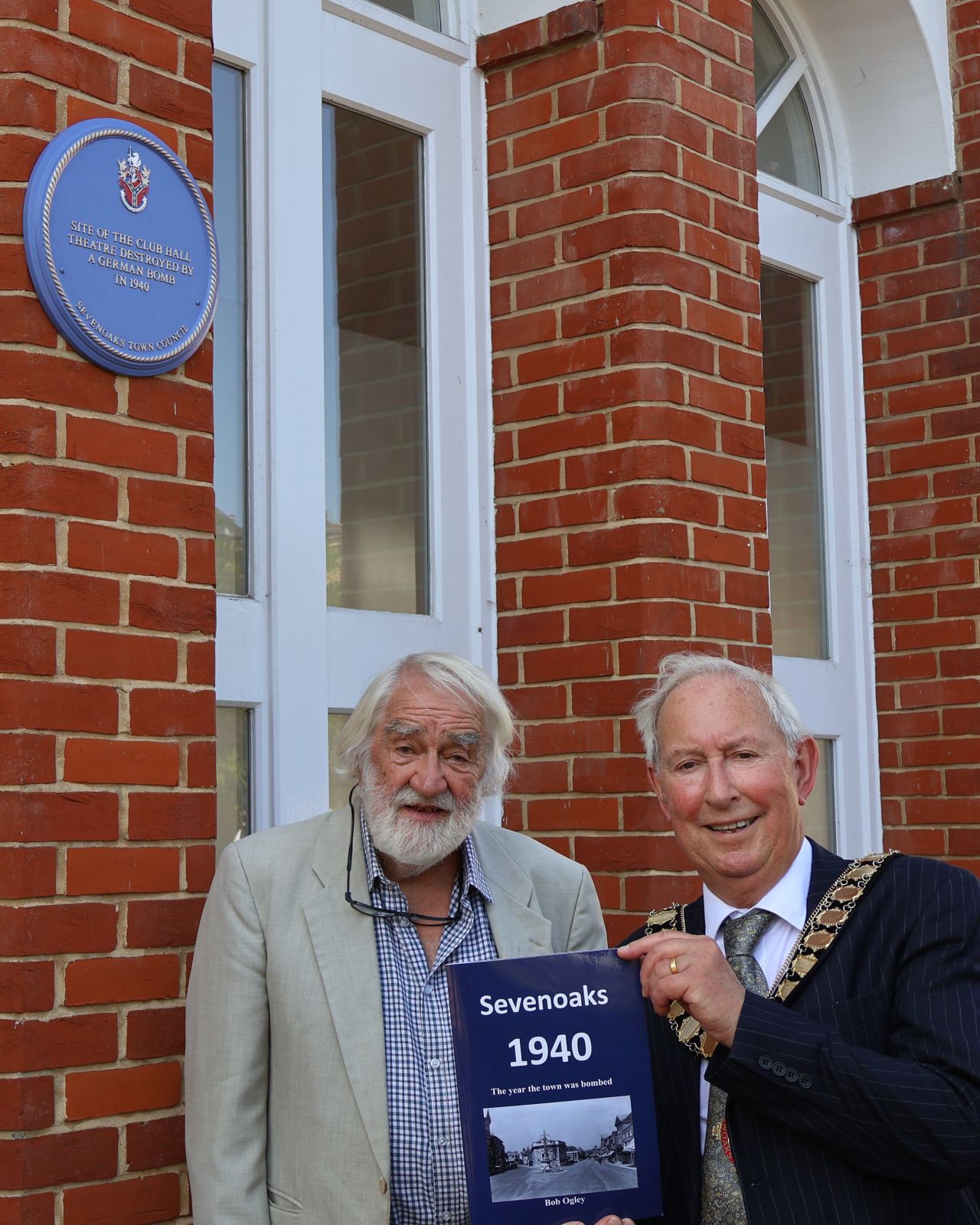 Bob Ogley and Mayor of Sevenoaks with commemorative plaque