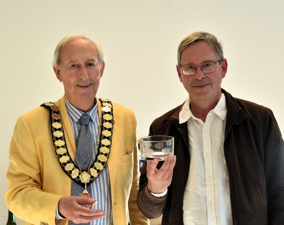 Presenting a Sevenoaks bowl to Bruno Robert, president of Amis de Sevenoaks