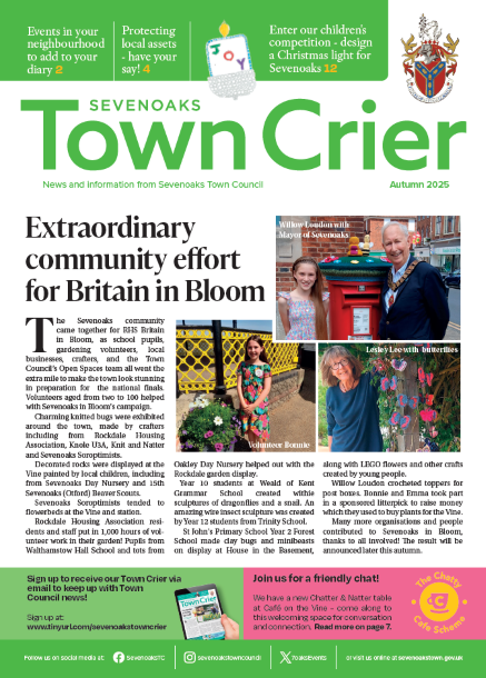 Front page of Autumn 2025 Town Crier newsletter