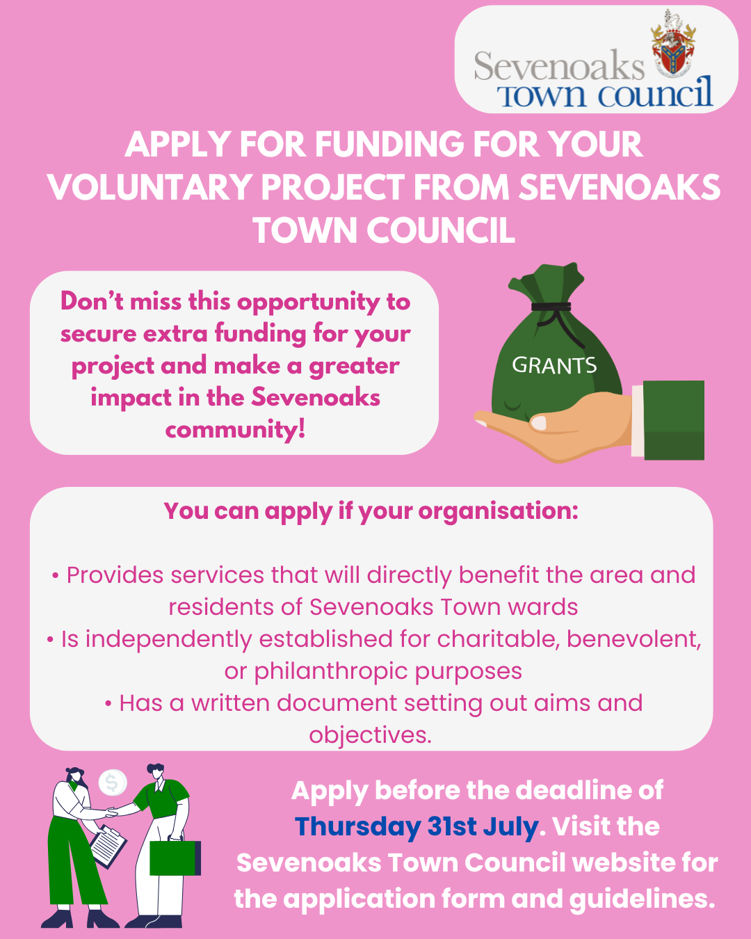 Apply for funding for your voluntary project from Sevenoaks Town Council