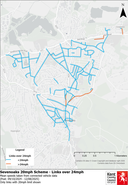 PRESS RELEASE: Sevenoaks Town Council pleased to see success of its 20mph scheme in the Town